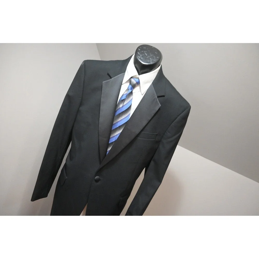 Jos a Bank Tuxedo Suit Set Mens Size 43L 36x32 Black Peak Lapel Formal Excellent